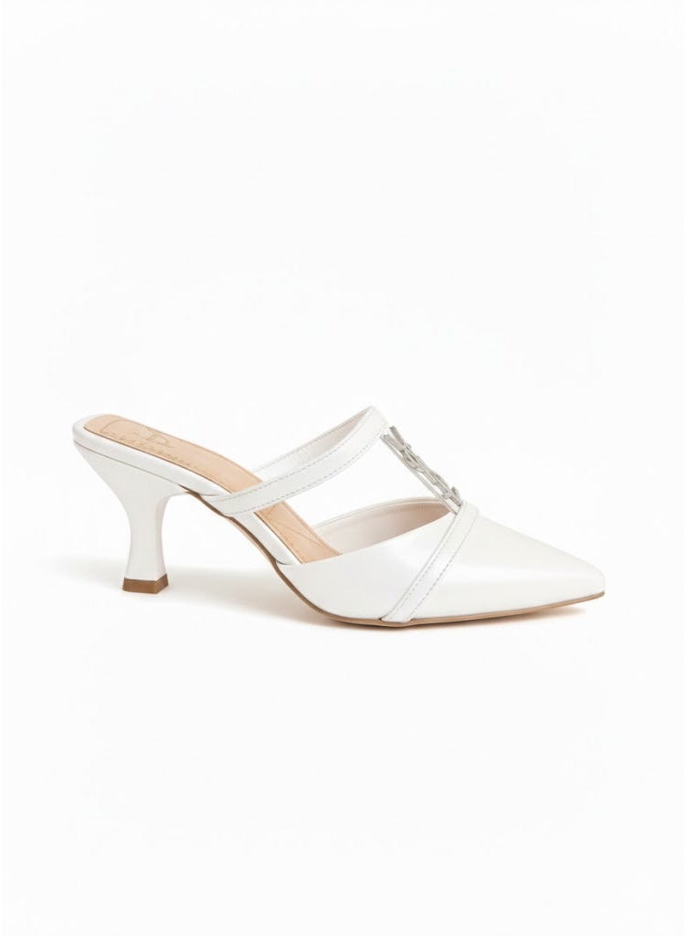 لايف ستيلاش  أحذية بكعب متوسط جلد لامع F-602 - ابيض - Image 2